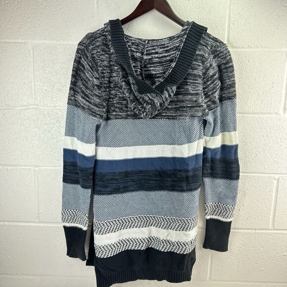 Roxy Hooded Navy Black Striped Sweater Cardigan Knit Women’s Sz XL - Picture 5 of 7
